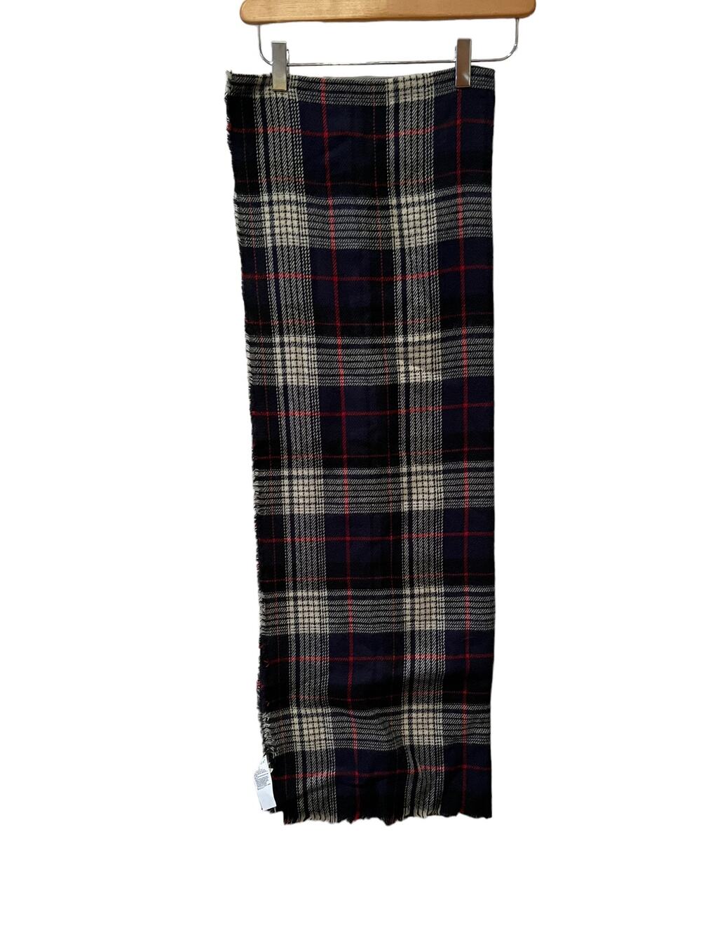 Banana Republic Navy Blue Plaid soft large fringed scarf